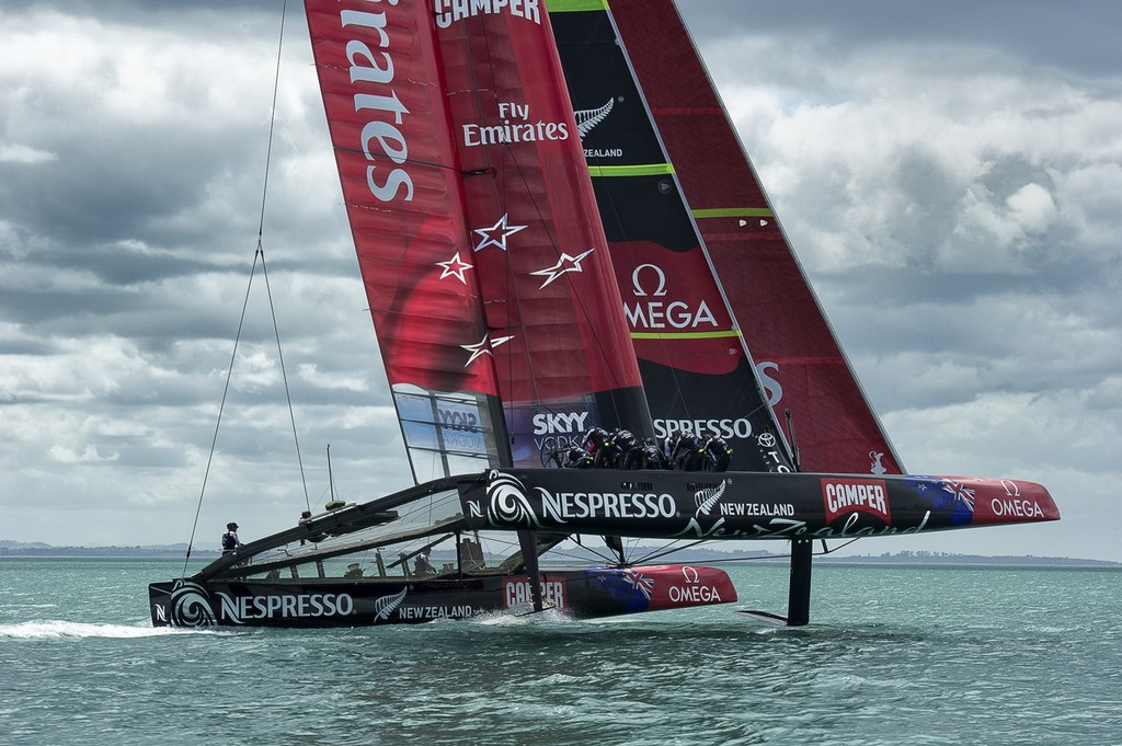 Emirates Team New Zealand. AC72 testing.  - Day 14, October 26, 2012 photo copyright Chris Cameron/ETNZ http://www.chriscameron.co.nz taken at  and featuring the  class