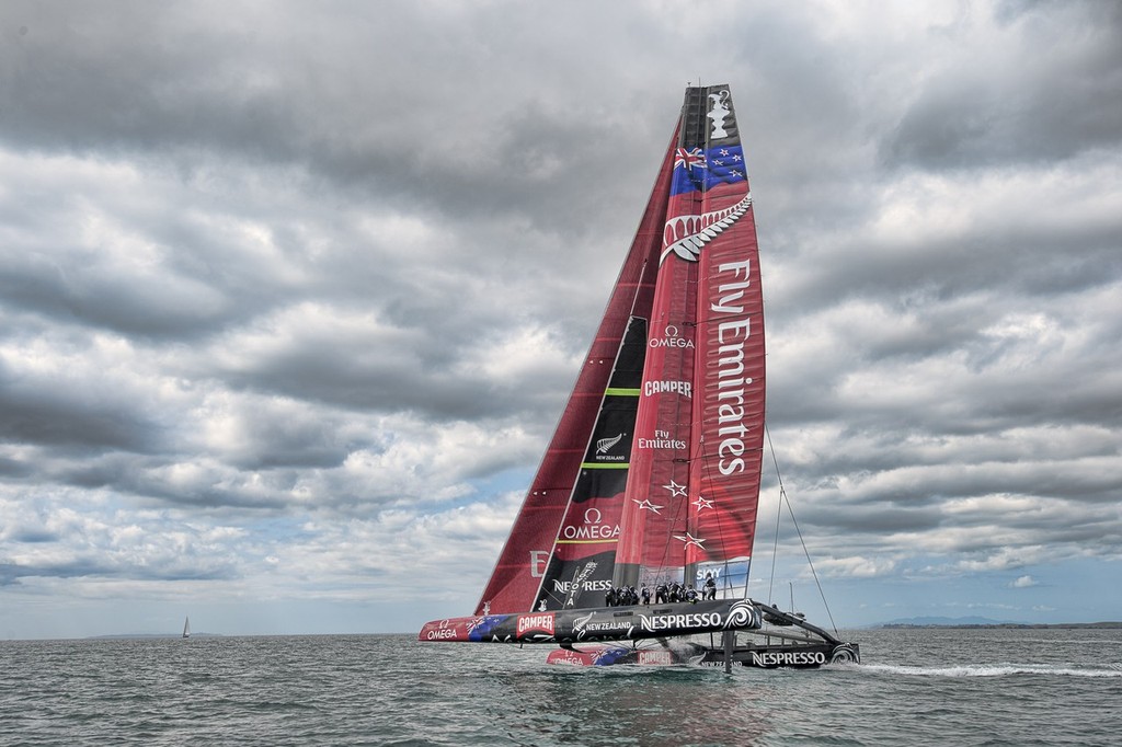 Emirates Team New Zealand. AC72 testing. 26/10/2012 - Emirates Team NZ - Day 14, October 26, 2012 photo copyright Chris Cameron/ETNZ http://www.chriscameron.co.nz taken at  and featuring the  class