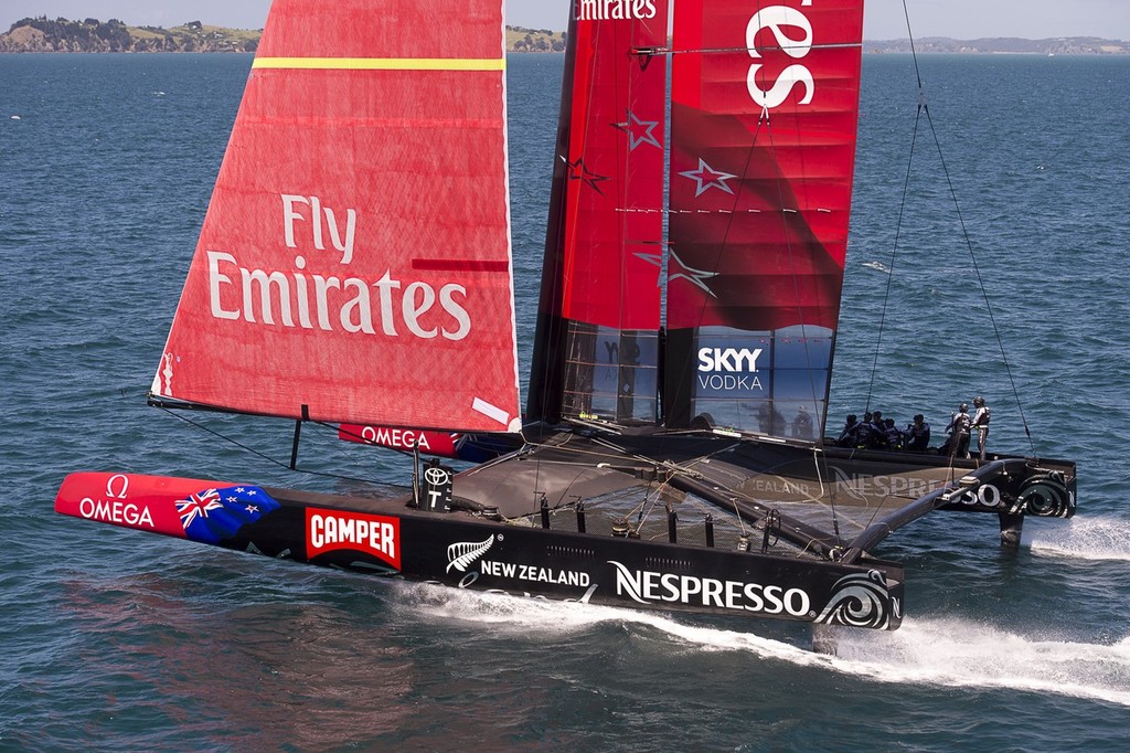 Emirates Team New Zealand testing the  AC72 on the Hauraki Gulf. 31/10/2012 photo copyright Chris Cameron/ETNZ http://www.chriscameron.co.nz taken at  and featuring the  class