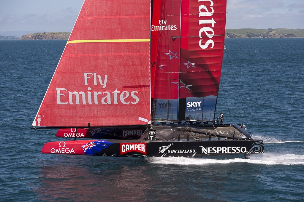 Emirates Team New Zealand testing the  AC72 on the Hauraki Gulf. 31/10/2012 © Chris Cameron/ETNZ http://www.chriscameron.co.nz