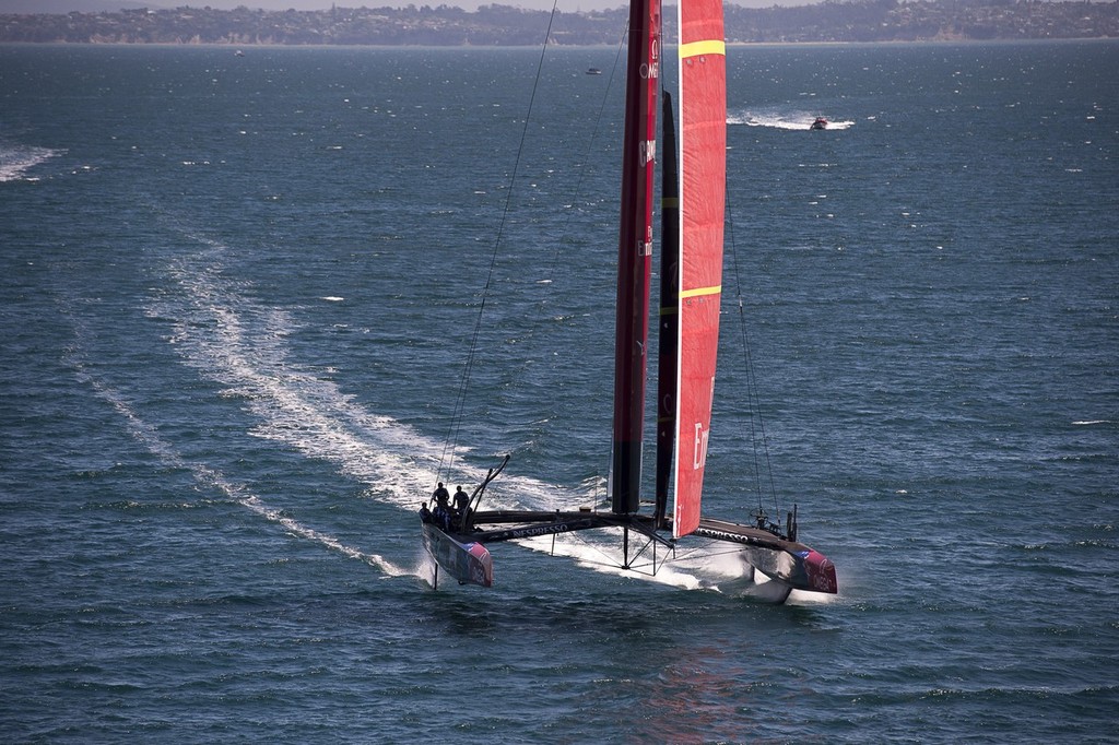 Emirates Team New Zealand testing the  AC72 on the Hauraki Gulf. 31/10/2012 © Chris Cameron/ETNZ http://www.chriscameron.co.nz