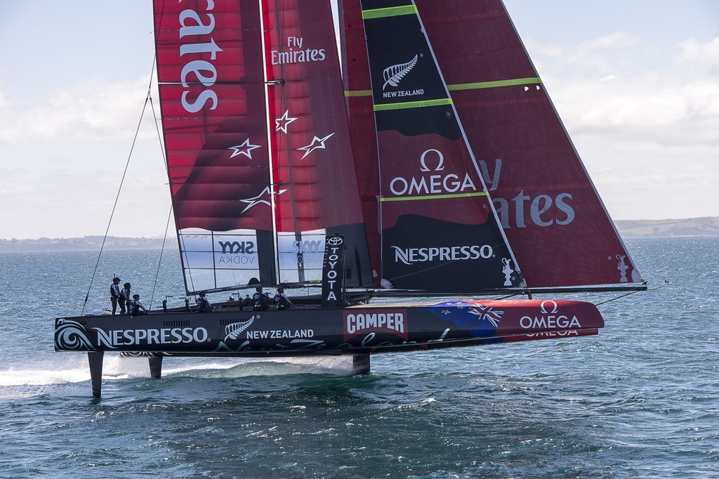Emirates Team New Zealand testing the  AC72 on the Hauraki Gulf. 31/10/2012 © Chris Cameron/ETNZ http://www.chriscameron.co.nz