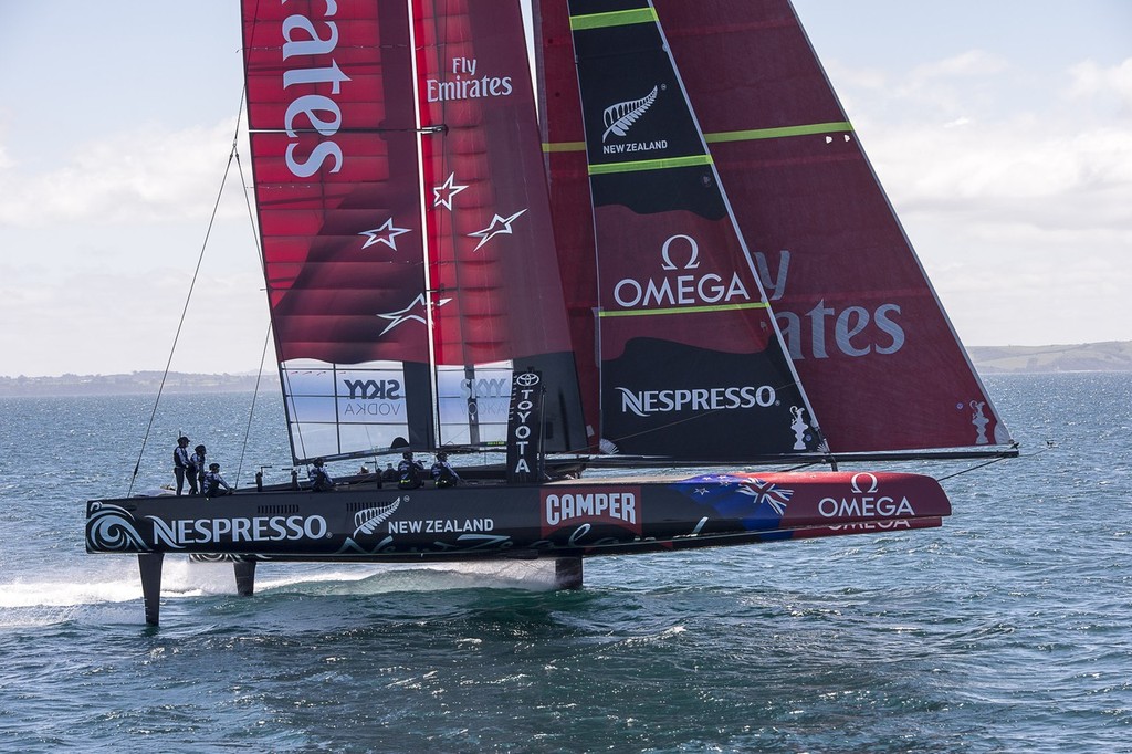 Emirates Team New Zealand testing the  AC72 on the Hauraki Gulf. 31/10/2012 photo copyright Chris Cameron/ETNZ http://www.chriscameron.co.nz taken at  and featuring the  class