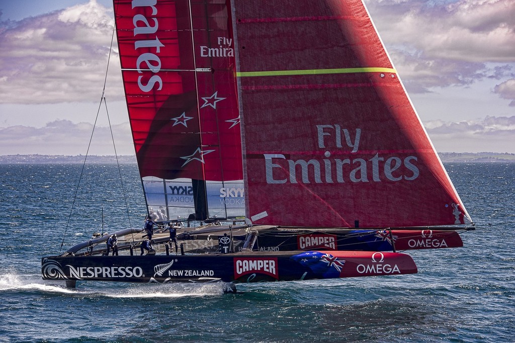 Emirates Team New Zealand testing the  AC72 on the Hauraki Gulf. 31/10/2012 photo copyright Chris Cameron/ETNZ http://www.chriscameron.co.nz taken at  and featuring the  class