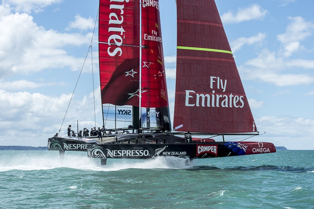 Running downwind - Emirates Team NZ - Hauraki Gulf November 16, 2012 © Chris Cameron/ETNZ http://www.chriscameron.co.nz