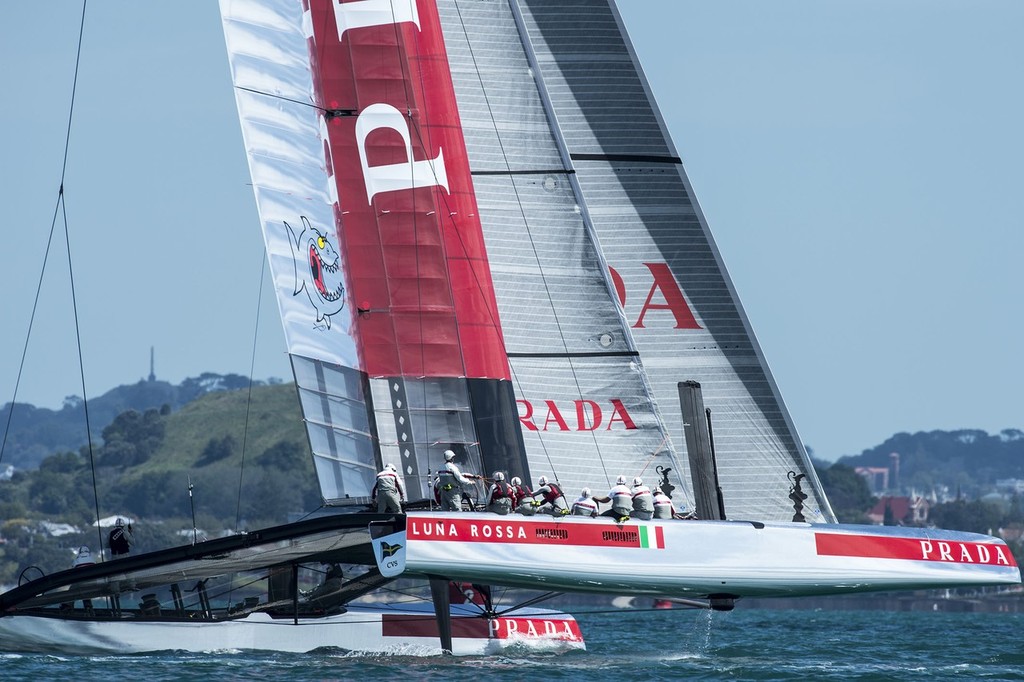 Luna Rossa and Emirates Team New Zealand in the second race between AC72s. Hauraki Gulf. Auckland. 20/11/2012 © Chris Cameron/ETNZ http://www.chriscameron.co.nz