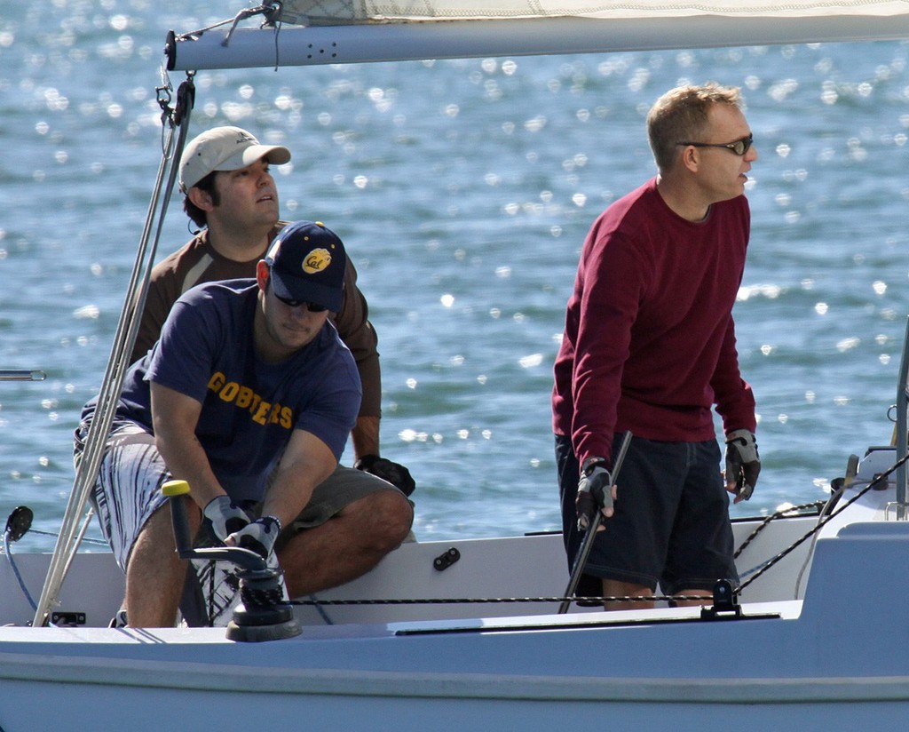 Dennis Diem (at helm) and team have been making big improvements in their performance, finishing second in the 2012 Cal 25 Fleet V Championship. photo copyright Rick Roberts  taken at  and featuring the  class