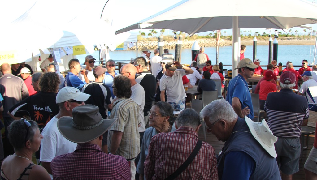 Crowd gathers before Thursday evening’s briefing. © Emma Kennedy SeaLink Magnetic Island Race Week 2012