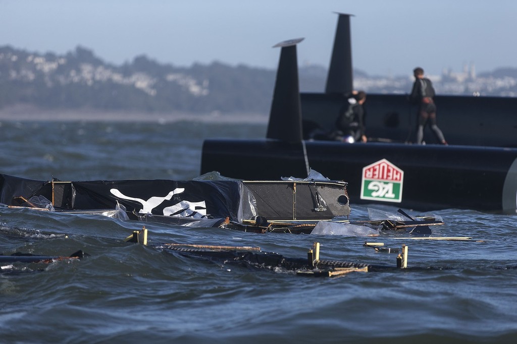 AC 72 Sail 8 Capize / SFO Oct Testing Session / ORACLE TEAM USA / San Francisco (USA) / 16-10-2012 © Guilain Grenier Oracle Team USA http://www.oracleteamusamedia.com/