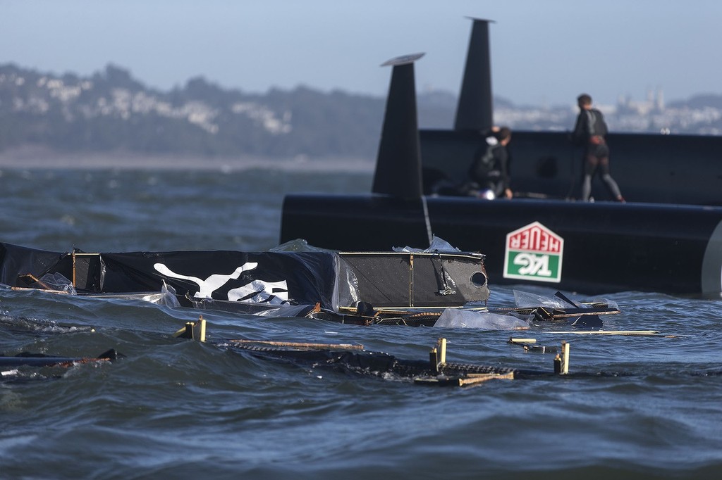 AC 72 Sail 8 Capize / SFO Oct Testing Session / ORACLE TEAM USA / San Francisco (USA) / 16-10-2012 photo copyright Guilain Grenier Oracle Team USA http://www.oracleteamusamedia.com/ taken at  and featuring the  class