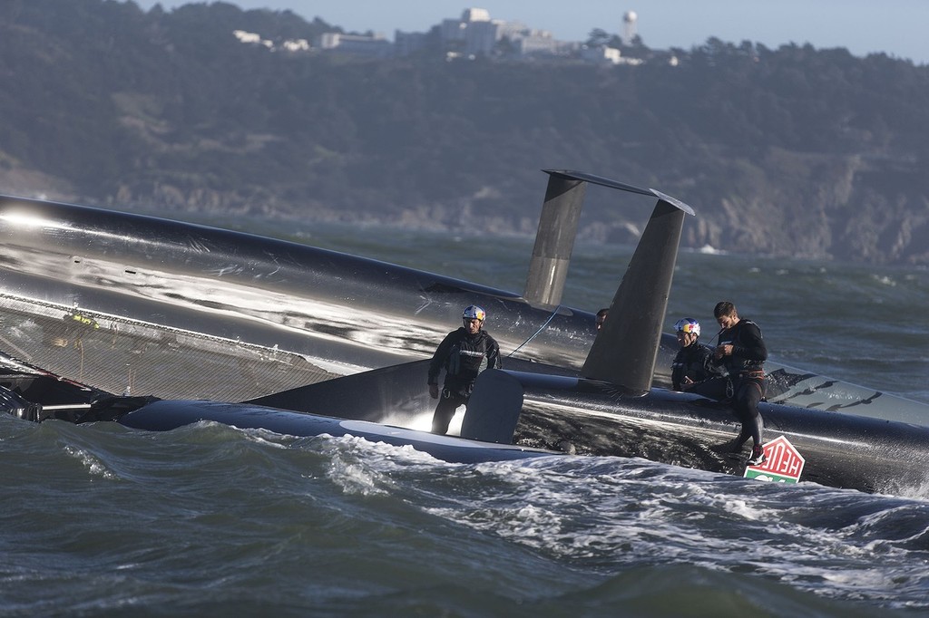 AC 72 Sail 8 Capize / SFO Oct Testing Session / ORACLE TEAM USA / San Francisco (USA) / 16-10-2012 photo copyright Guilain Grenier Oracle Team USA http://www.oracleteamusamedia.com/ taken at  and featuring the  class