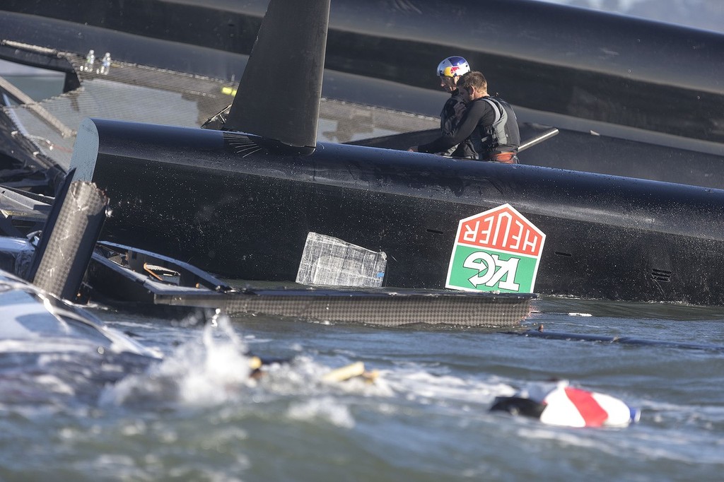 AC 72 Sail 8 Capize / SFO Oct Testing Session / ORACLE TEAM USA / San Francisco (USA) / 16-10-2012 photo copyright Guilain Grenier Oracle Team USA http://www.oracleteamusamedia.com/ taken at  and featuring the  class