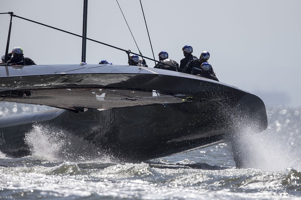 Oracle Team USA sailing the AC72 - USA-17 on Day 2, September 17, 2012 AC72  © Guilain Grenier Oracle Team USA http://www.oracleteamusamedia.com/