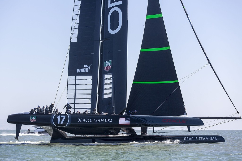 Oracle Team USA sailing the AC72 - USA-17 on Day 2, September 17, 2012 AC72 photo copyright Guilain Grenier Oracle Team USA http://www.oracleteamusamedia.com/ taken at  and featuring the  class