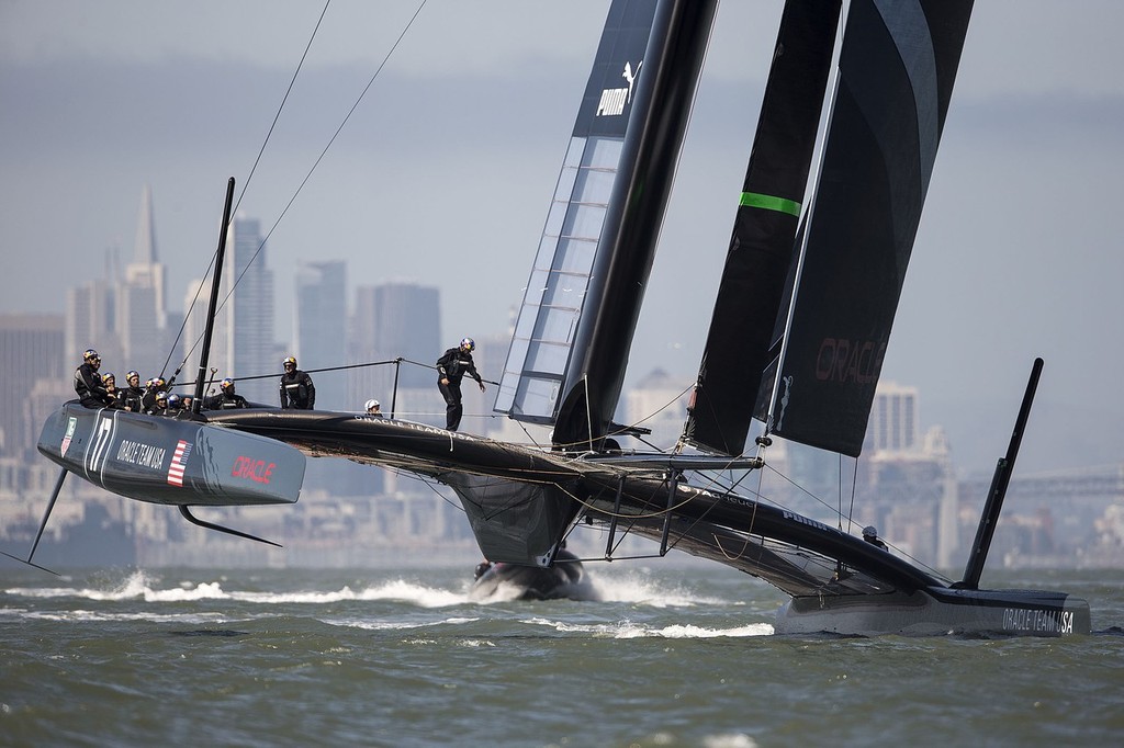 Oracle Team USA sailing the AC72 - USA-17 on Day 2, September 17, 2012 AC72 photo copyright Guilain Grenier Oracle Team USA http://www.oracleteamusamedia.com/ taken at  and featuring the  class