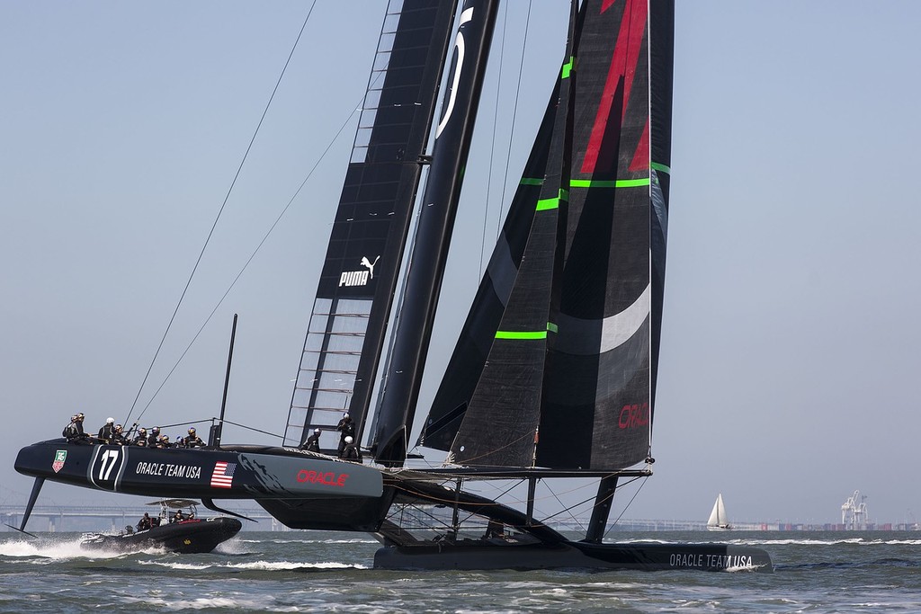 Oracle Team USA sailing the AC72 - USA-17 on Day 2, September 17, 2012 AC72 photo copyright Guilain Grenier Oracle Team USA http://www.oracleteamusamedia.com/ taken at  and featuring the  class