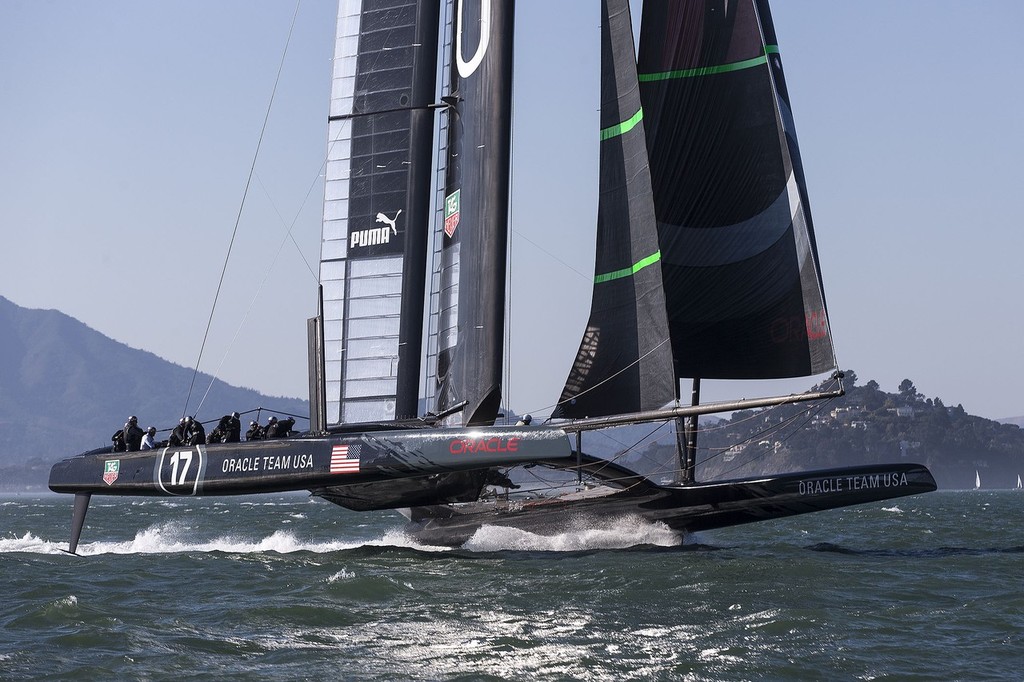 AC72 Sail 4 / Foiling / ORACLE TEAM USA / San Francisco (USA) / 01-10-12 - Oracle Team USA - Foiling - October 2012 photo copyright Guilain Grenier Oracle Team USA http://www.oracleteamusamedia.com/ taken at  and featuring the  class