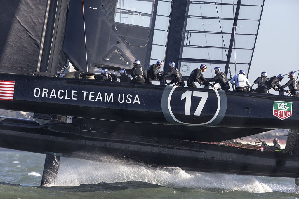 AC72 Sail 4 / Foiling / ORACLE TEAM USA / San Francisco (USA) / 01-10-12 - Oracle Team USA - Foiling - October 2012 photo copyright Guilain Grenier Oracle Team USA http://www.oracleteamusamedia.com/ taken at  and featuring the  class