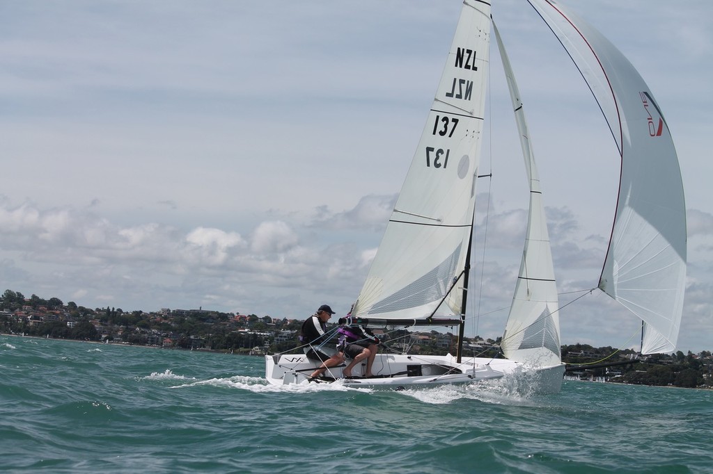 The VX One sailing easily on a reach, in Auckland &copy; Phil Quinn http://www.vxone.com