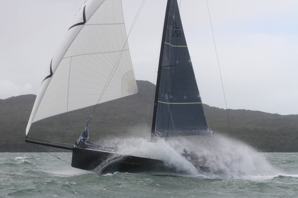 2012 Coastal Classic - Crusader had a wet ride out of the Rangitoto Channel © Richard Gladwell www.photosport.co.nz