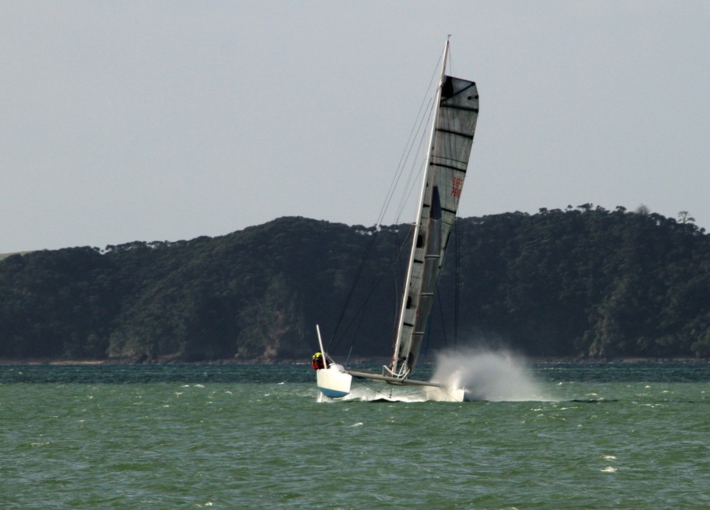 Taipeng has the spray flying as she finishes the 2012 Coastal Classic photo copyright Steve Western www.kingfishercharters.co.nz taken at  and featuring the  class