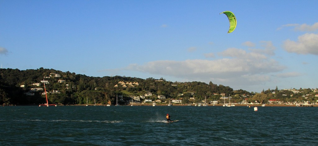 Kiteboarding after the Classic viewed from the bed and breakfast Villa Russell www.villarussell.co.nz © Steve Western www.kingfishercharters.co.nz