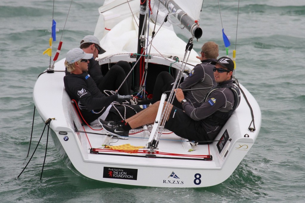 Will Tiller and the FMJ racing crew relax on Day 4 New Zealand National Match Racing Championships photo copyright Richard Gladwell www.photosport.co.nz taken at  and featuring the  class