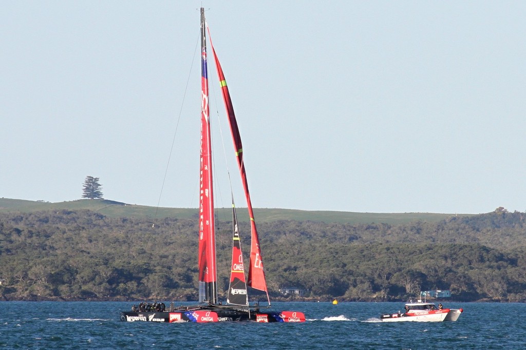 IMG 8309 - Emirates Team NZ  has just gybed, gennaker has been furled and is being sheeted. photo copyright Richard Gladwell www.photosport.co.nz taken at  and featuring the  class