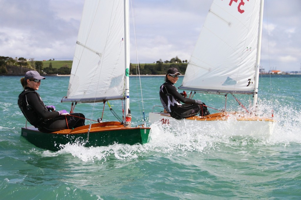 Olivia Powrie and Jo Aleha back in the P-Class at Kohimaramara Yacht Club  Sunday Sptember 23, 2012 . Photo: Richard Gladwell / photosport.co.nz photo copyright Richard Gladwell www.photosport.co.nz taken at  and featuring the  class