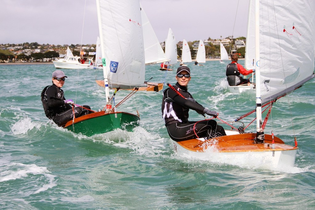 Jo Aleh leads Olivia Powrie  back in the P-Class at Kohimaramara Yacht Club  Sunday Sptember 23, 2012 . Photo: Richard Gladwell / photosport.co.nz photo copyright Richard Gladwell www.photosport.co.nz taken at  and featuring the  class