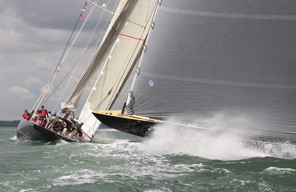 Velsheda crosses ahead - J Class Solent Regatta  © Dale Lorimer