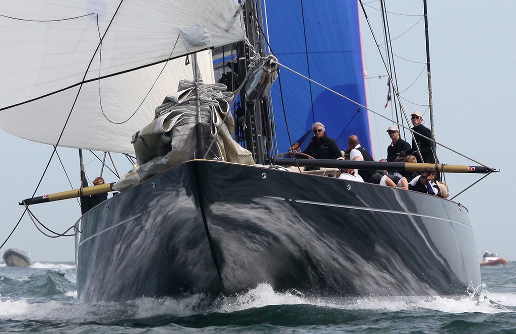 Lionheart leads Velsheda past St Catherine’s Point, the southernmost point of the Isle of Wight  - J Class 100 Guineas Cup © Crosbie Lorimer http://www.crosbielorimer.com