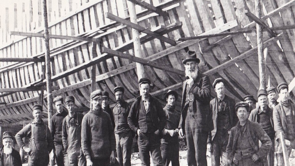 Maritime shipbuilders in front of ship - Photo Credit CBC photo copyright Geoff D'Eon taken at  and featuring the  class