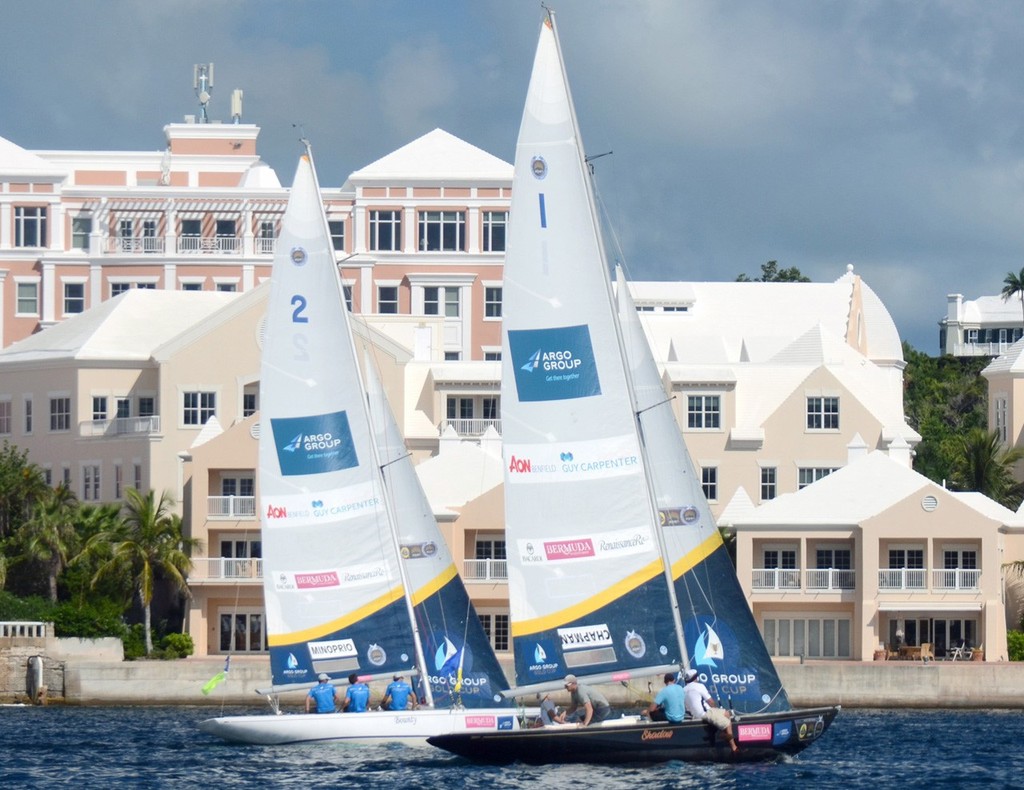 Racing for 5th-8th place in the 2012 Argo Group Gold Cup the 7th stage of the Alpari World Match Racing Tour sailed out of the Royal Bermuda Yacht Club October 2-7, 2012.©Talbot Wilson photo copyright  Talbot Wilson / Argo Group Gold Cup http://www.argogroupgoldcup.com/ taken at  and featuring the  class