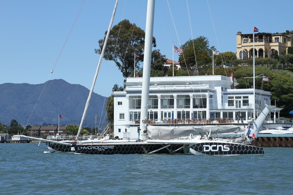 l’Hydroptère on the mooring at Corinthian Yacht Club - San Francisco. © Thomas Lesage  © l’Hydroptère copyright http://www.hydroptere.com/