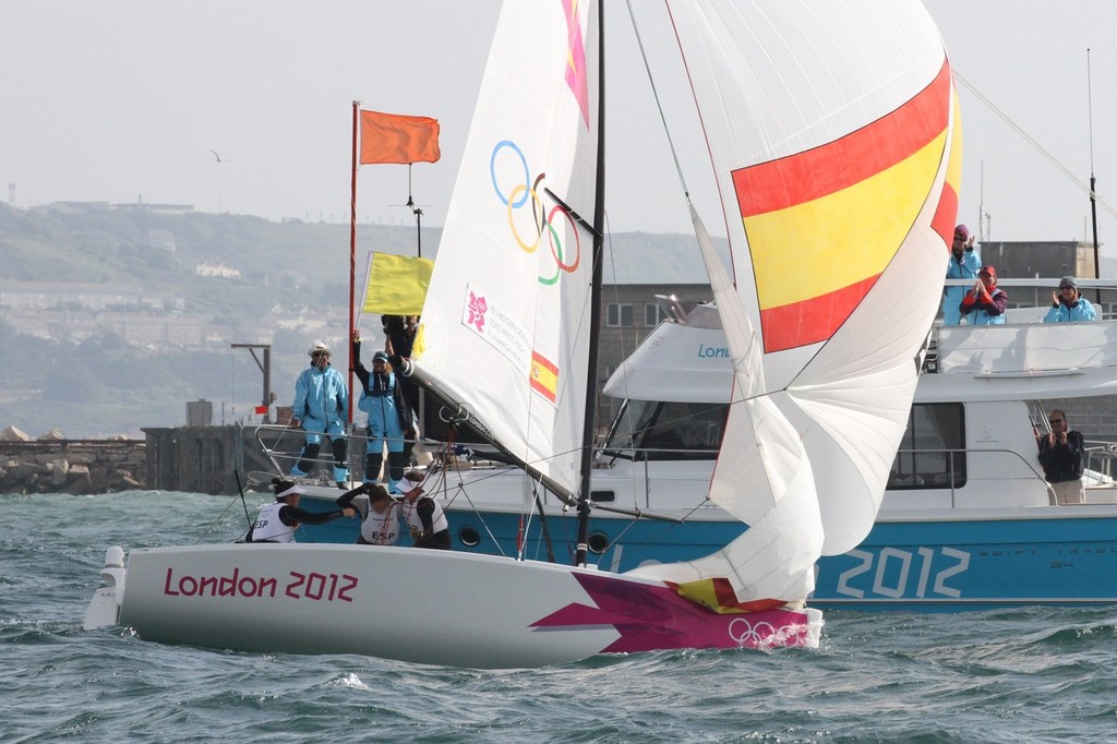 Spain cross the finish line and take the Match Racing Gold Medal by 3-2 photo copyright Richard Gladwell www.photosport.co.nz taken at  and featuring the  class