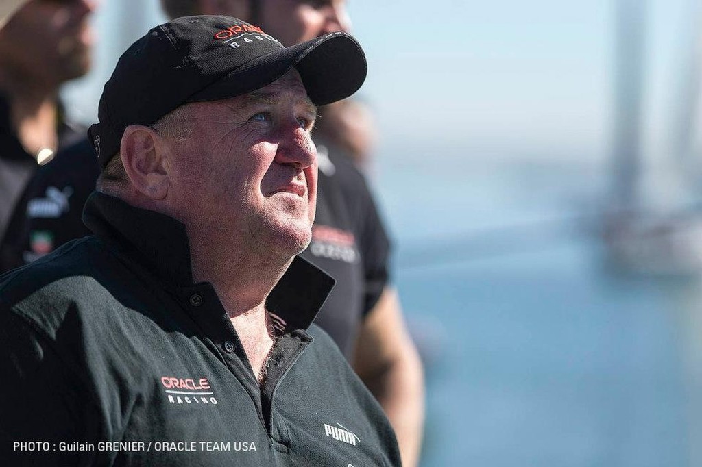 A man with a lot on his plate - Mark ``Tugboat`` Turner Oracle Team USA - Pier 80 Base, San Francisco photo copyright Guilain Grenier Oracle Team USA http://www.oracleteamusamedia.com/ taken at  and featuring the  class