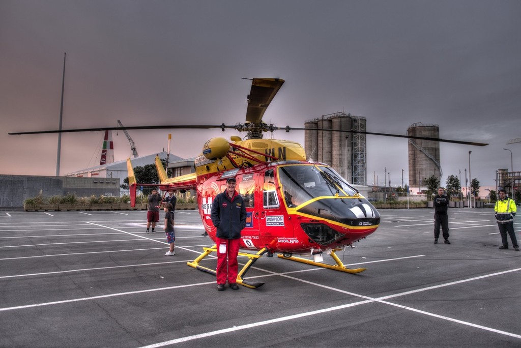 Westpac helicopter parked close to Luna Rossa, November 19, 2012 Westhaven on an EPIRB hunt © Sail-World.com/NZ 