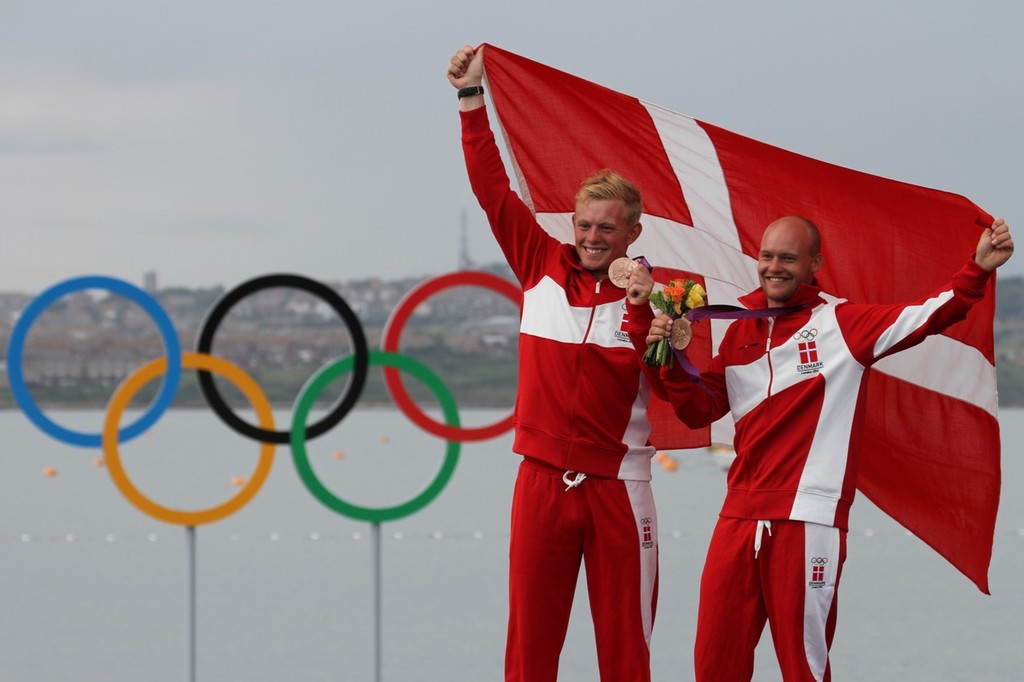  August 8, 2012 - Weymouth, England - Allan NorreGaard and Peter Lang (DEN) Bronze medal winners  © Richard Gladwell www.photosport.co.nz
