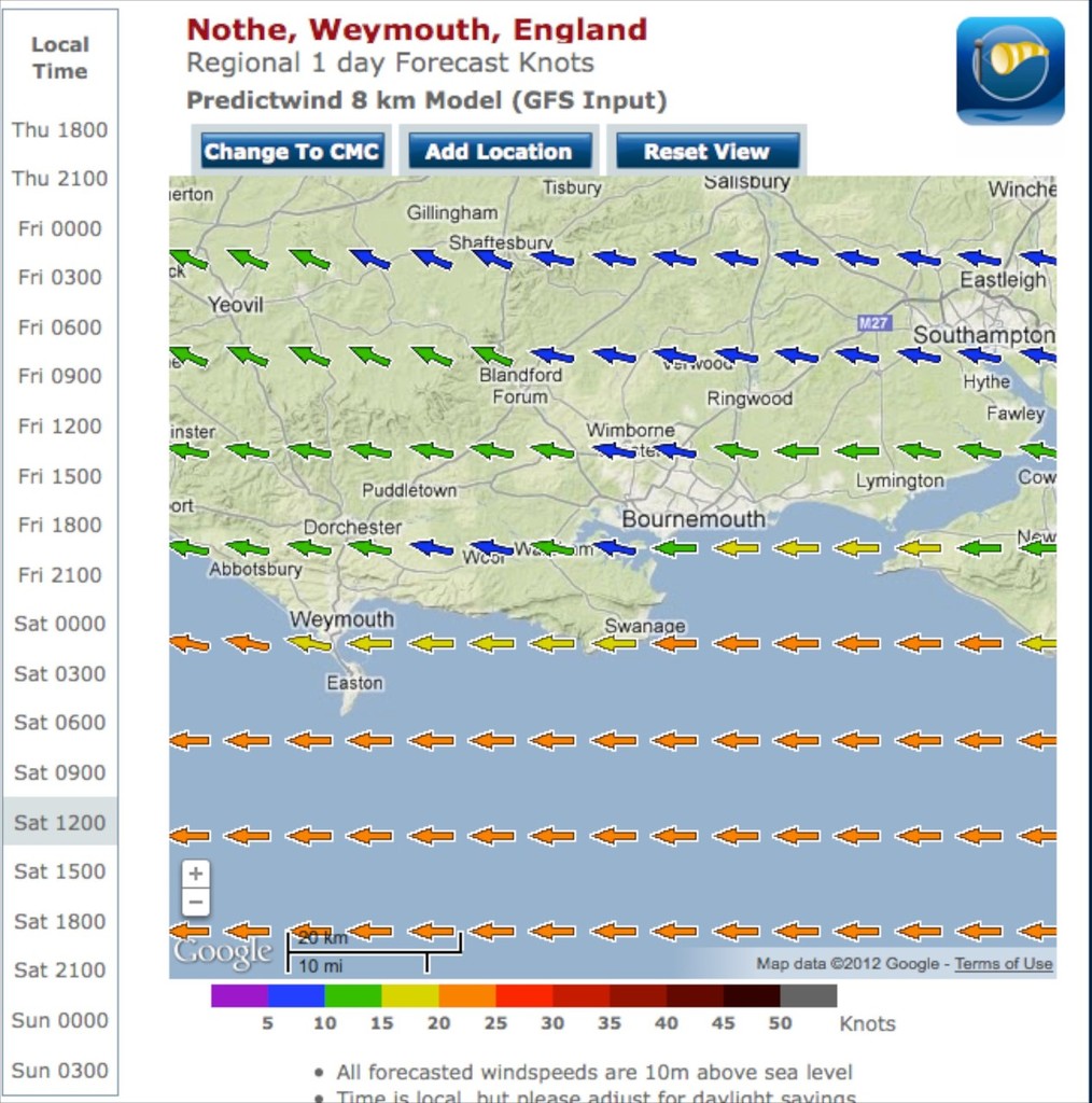 2012 Olympics: Predictwind - Weymouth noon - 12 August 2012 © PredictWind.com www.predictwind.com