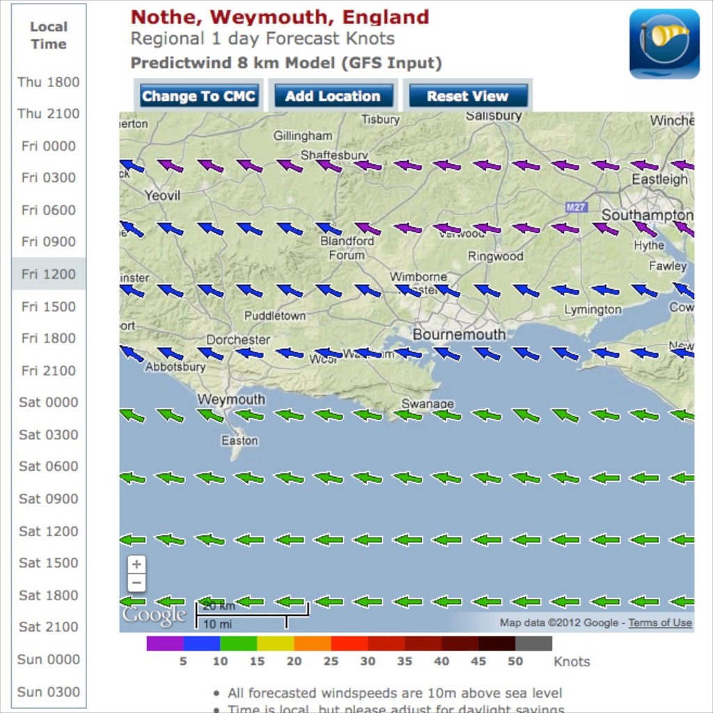 Predictwind - Weymouth noon - 11 August 2012 photo copyright PredictWind.com www.predictwind.com taken at  and featuring the  class