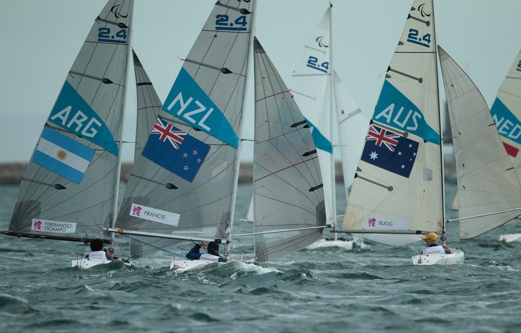 Fleet, competing today (01.09.2012), in the Single-Person Keelboat (2.4mR) event in The London 2012 Paralympic Sailing Competition. &copy; onEdition http://www.onEdition.com