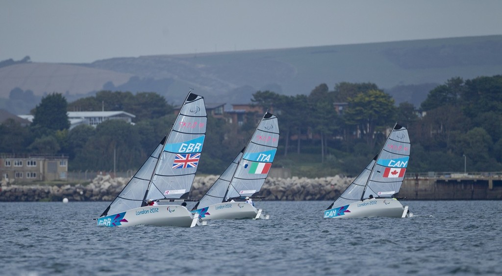 20120109 Copyright onEdition 2012©
Free for editorial use image, please credit: onEdition

Alexandra Rickham and Niki Birrell (GBR), competing today (01.09.2012), in the Two-Person Keelboat (Skud) event in The London 2012 Paralympic Sailing Competition.

Taking place from 1 September to 6 September, three gold medals will be up for grabs by the 80 competitors: in the Single-Person Keelboat, Two-Person Keelboat and Three-Person Keelboat. Athletes will compete to master the ever-changing condition photo copyright onEdition http://www.onEdition.com taken at  and featuring the  class