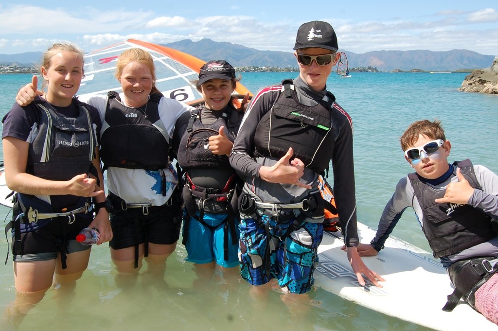 Kiwi sailors, L-R. Fenella Bowater, Carmen Haybittle, Coral Headey, Patrick Haybittle and William Clough photo copyright Brian Haybittle taken at  and featuring the  class