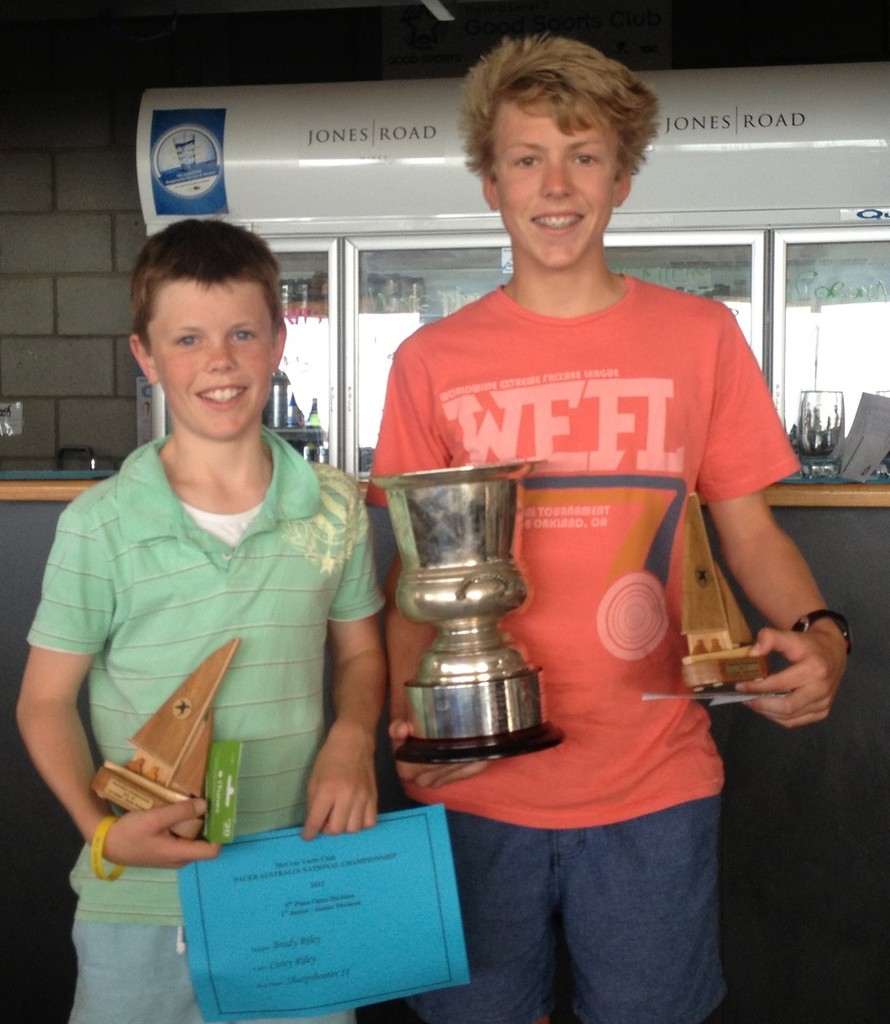 Brody and Corey Riley Junior/Junior Australian Pacer Champions - Ronstan Pacer Australian Championship 2012/13 photo copyright Jane Moffat taken at  and featuring the  class