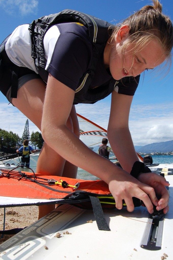 14 year old Fenella Bowater from Naval Point Club adjusting track photo copyright Brian Haybittle taken at  and featuring the  class