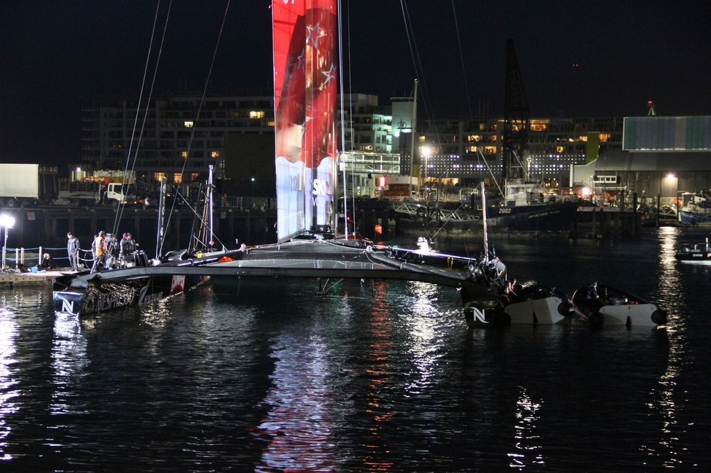 Launch Rehersal - Emirates Team NZ AC72 - Viaduct Harbour, Auckland, New Zealand photo copyright Richard Gladwell www.photosport.co.nz taken at  and featuring the  class