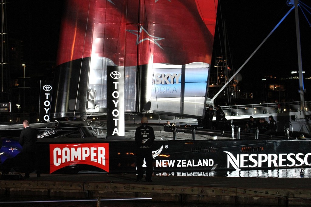 July 21, 2012 America's Cup - Emirates Team NZ Launch at the Viaduct Harbour, Auckland. Emirates Team NZ is sponsored mostly by international corporates photo copyright Richard Gladwell www.photosport.co.nz taken at  and featuring the  class