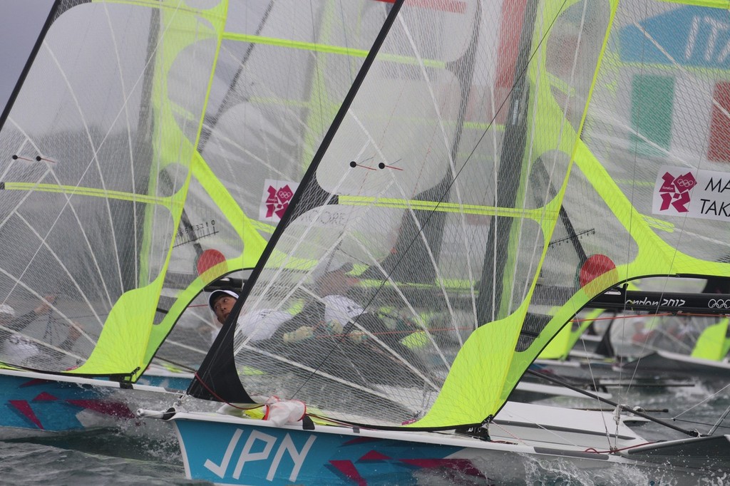August 1, 2012 - Weymouth, England Japanese crew soon after a start in the 49er © Richard Gladwell www.photosport.co.nz
