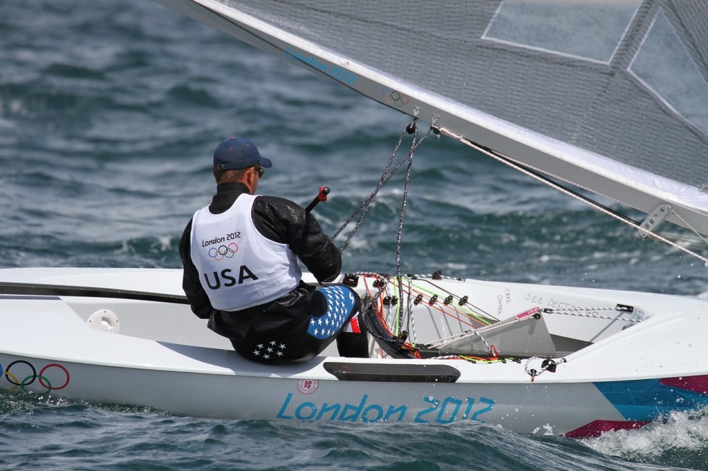  August 3, 2012 - Weymouth, England - Zach Railey (USA) Silver medalist from the 2008 Olympics, finished off the podium in 2012 in the Finn class © Richard Gladwell www.photosport.co.nz